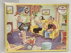 Vintage Jaymar Popeye Bluto and Olive Oyl Cardboard Inlaid Tray Puzzle